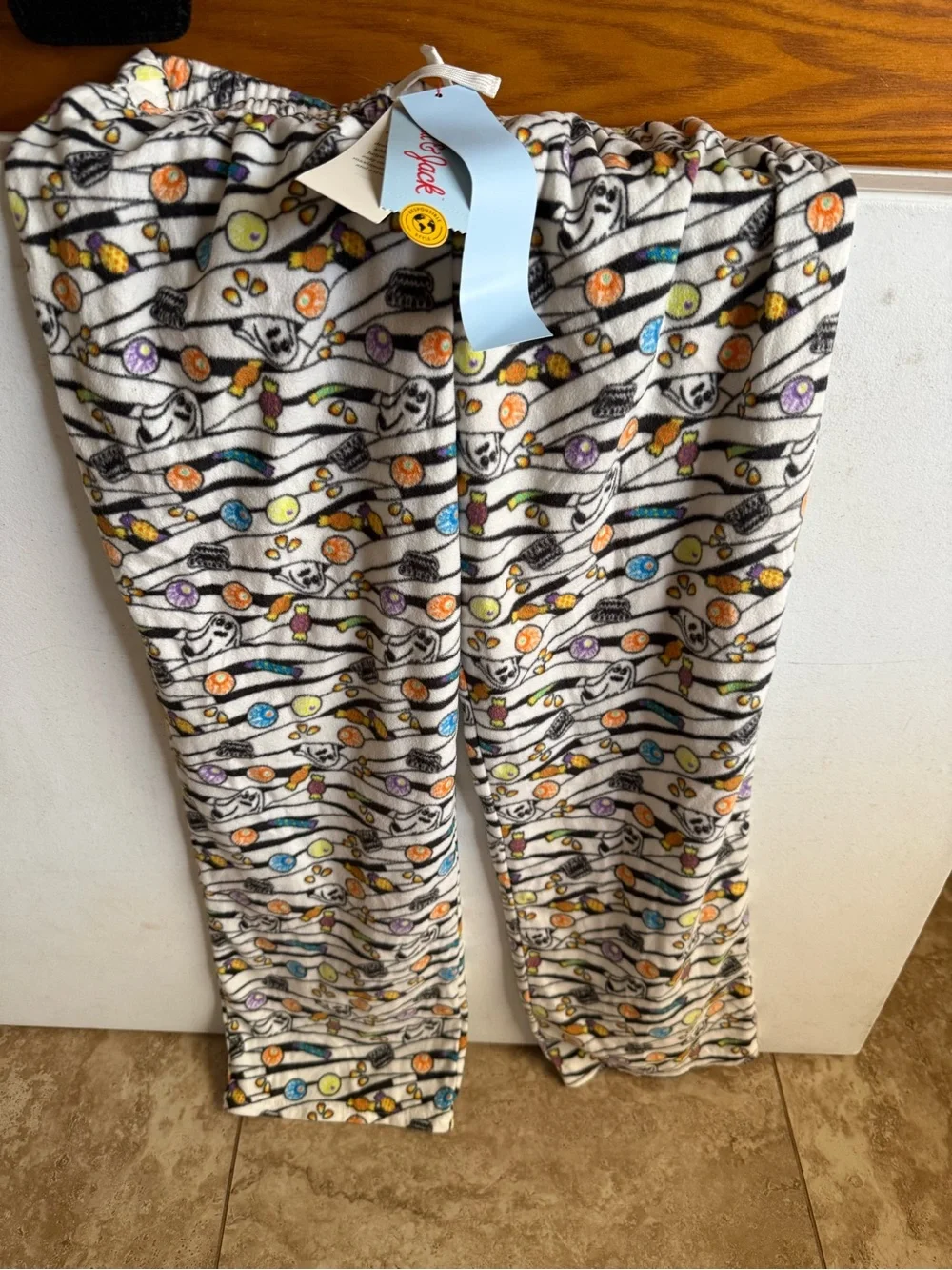 Cat & Jack White Fleece Pajama Pants with Multicolor Candy Dots
